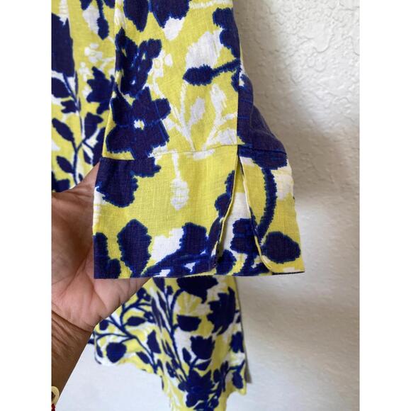 Tyler Boe Women's Blue/Yellow Floral Linen Shift Dress Sz S - Picture 2 of 9